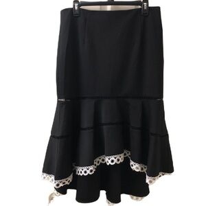 Vintage Boston Proper Women's Black High Low Skirt With Lace Hem Size Medium